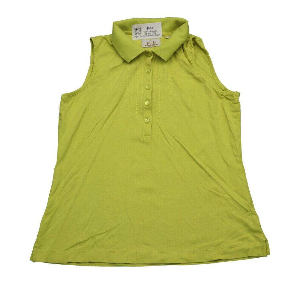 EP Pro Shirt Womens S Yellow Sleeveless Chest Button Side Slit Collared Top